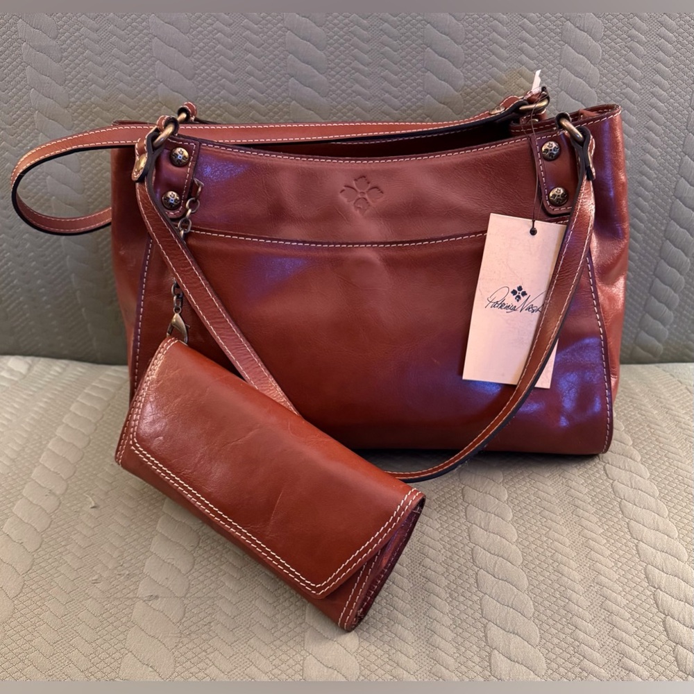 Patricia Nash Romina Tan Leather Satchel Purse with Wallet NWT